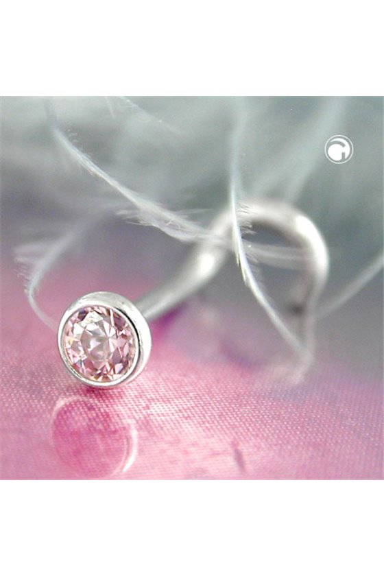 NOSE SCREW PINK ZIRCONIA SILVER 925