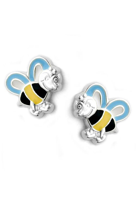 EARRINGS BEE BLACK-YELLOW SILVER 925