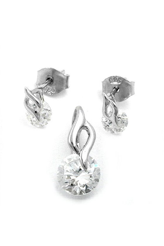 SET PENDANT & EARSTUDS ZIRCONIA SILVER 925