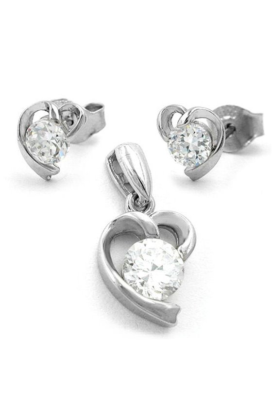 SET PENDANT/EARRING STUD ZIRCONIA SILVER 925