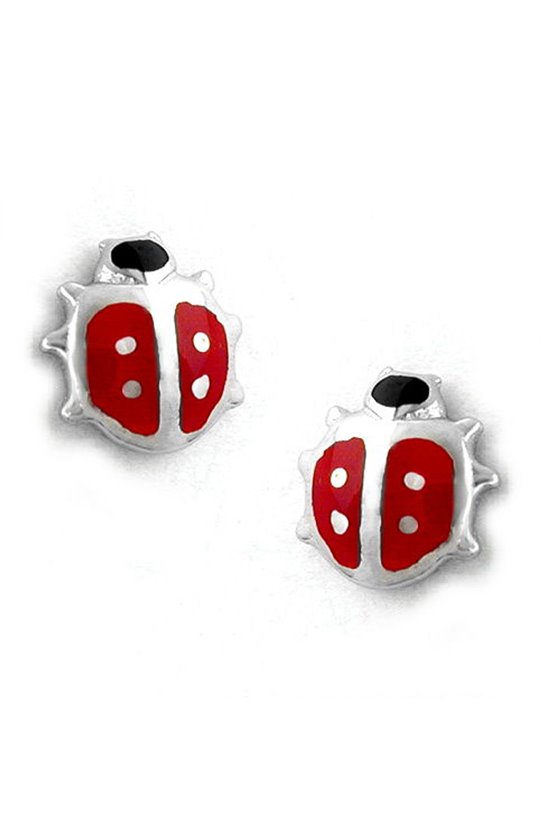 EARSTUDS LADYBIRD RED SILVER 925