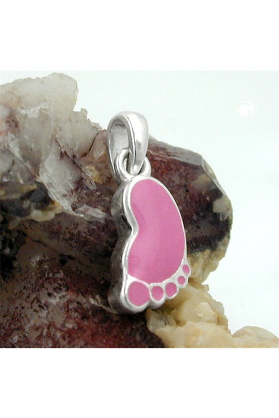 PENDANT FOOT PINK PASTELL SILVER 925