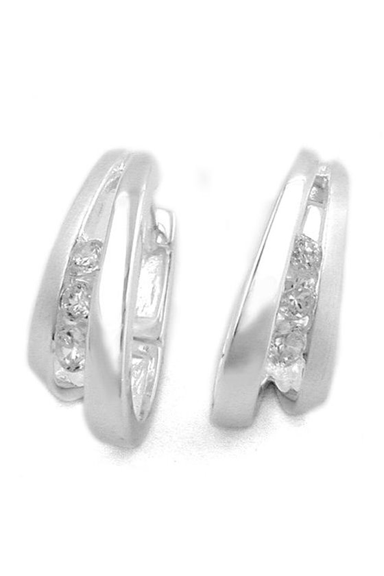 EARRINGS HOOPS ZIRCONIA SILVER 925