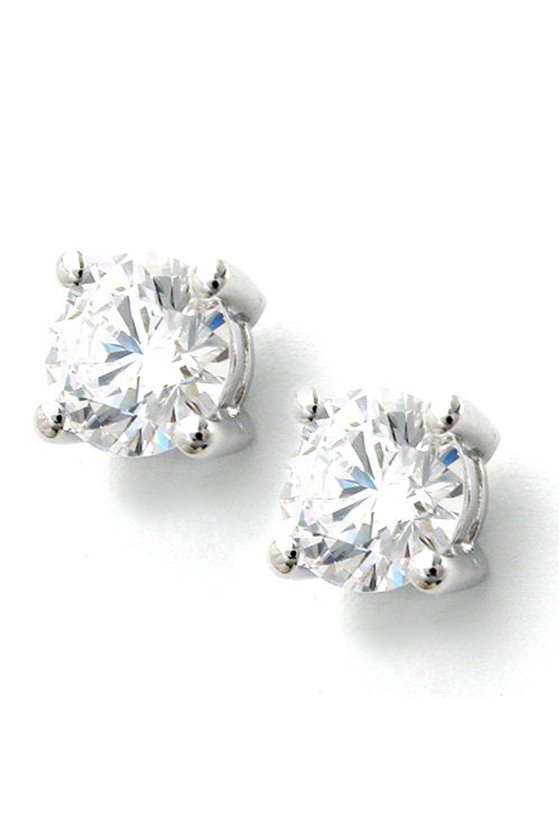 EARSTUDS 7MM ZIRCONIA WHITE SILVER 925
