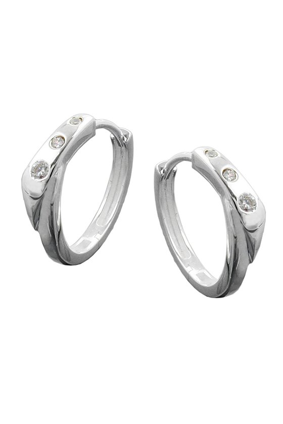 EARRINGS HOOPS ZIRCONIA SILVER 925