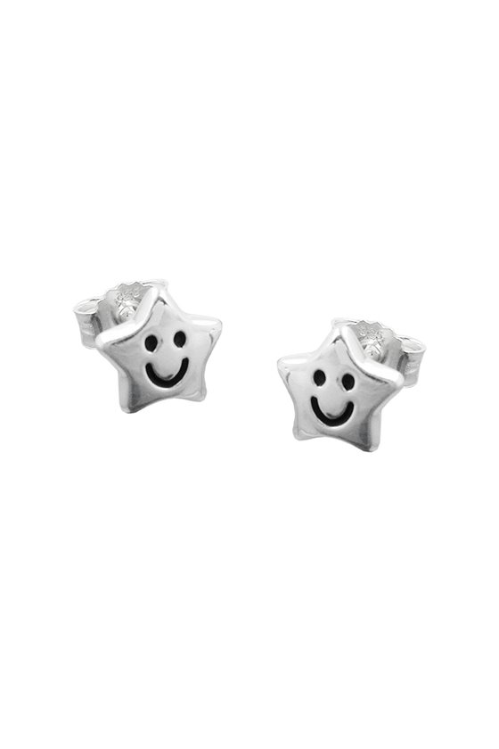 EARSTUDS STAR WITH FACE SILVER 925