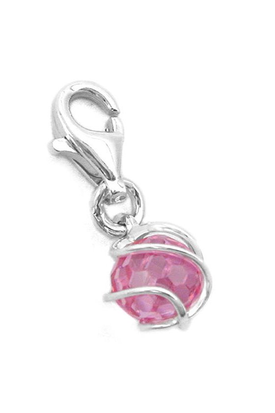 PENDANT CHARM ZIRCONIA-PINK SILVER 925