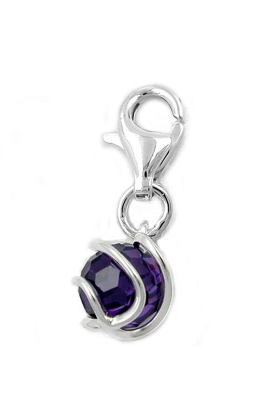 PENDANT CHARM ZIRCONIA-PURPLE SILVER 925