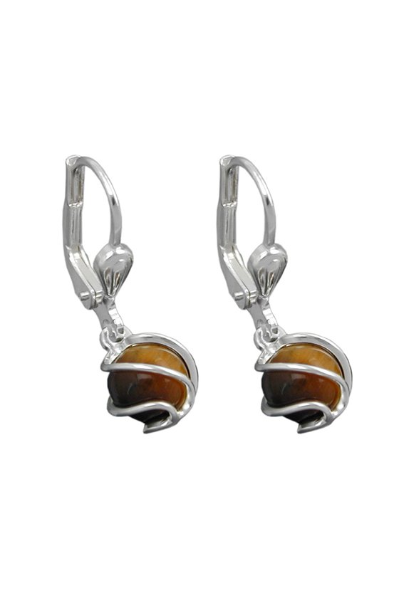 EARRINGS LEVERBACK TIGER EYE SILVER 925