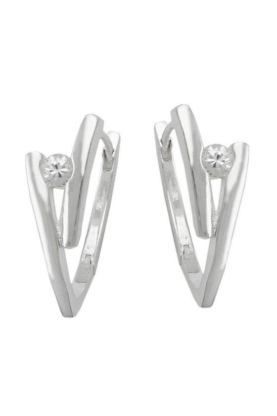 HINGED HOOPS ZIRCONIA-WHITE SILVER 925
