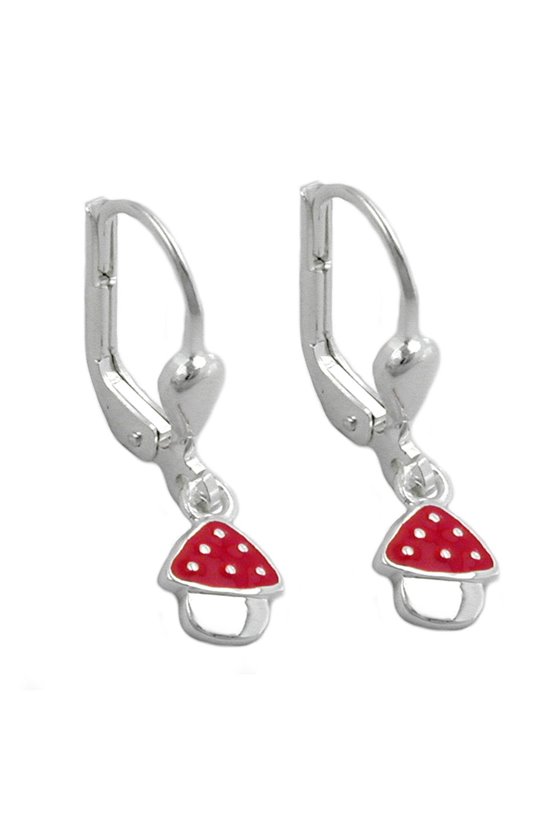 EARRINGS LEVERBACK RED SILVER 925
