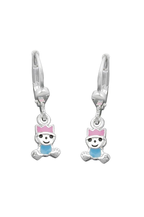 EARRING LEVERBACK PINK-BLUE SILVER 925