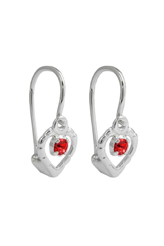 LEVERBACK EARRINGS RED SILVER 925