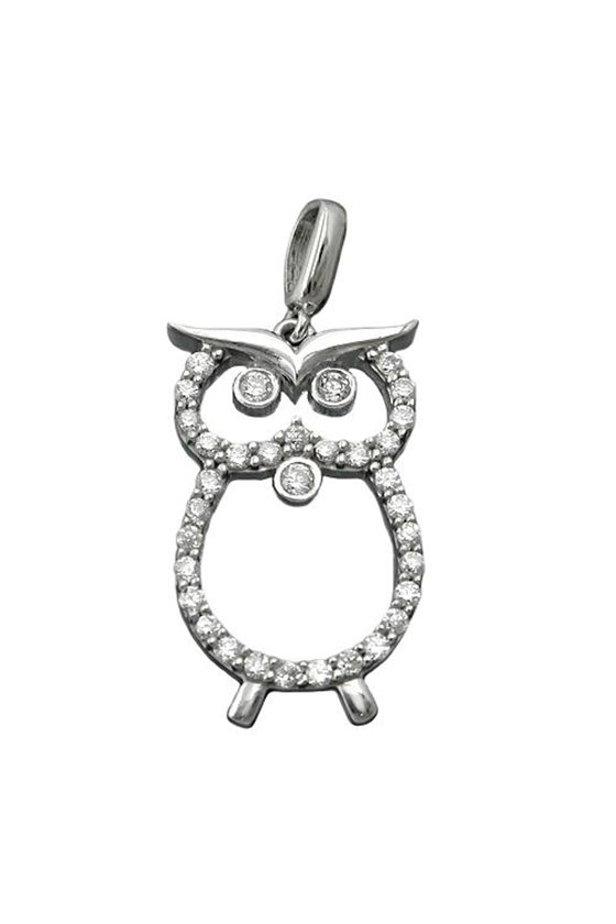 PENDANT OWL WITH ZIRCONIA SILVER 925