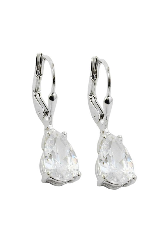 EARRINGS LEVERBACK CRYSTAL SILVER 925