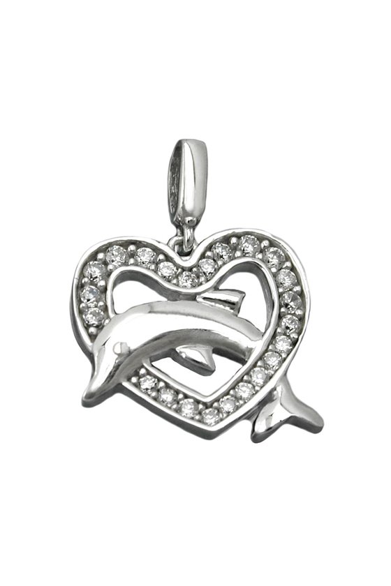 PENDANT HEART WITH DOLPHIN SILVER 925