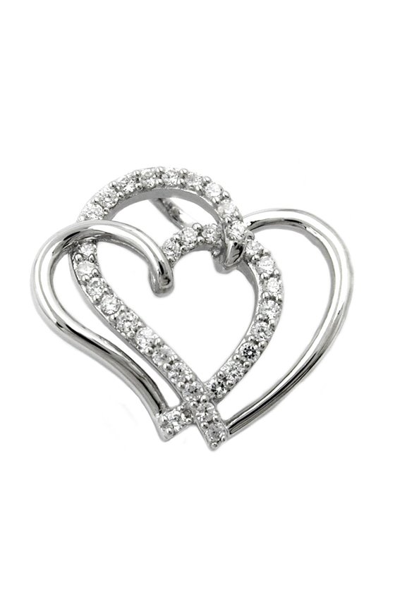 PENDANT TWO HEARTS ZIRCONIA SILVER 925