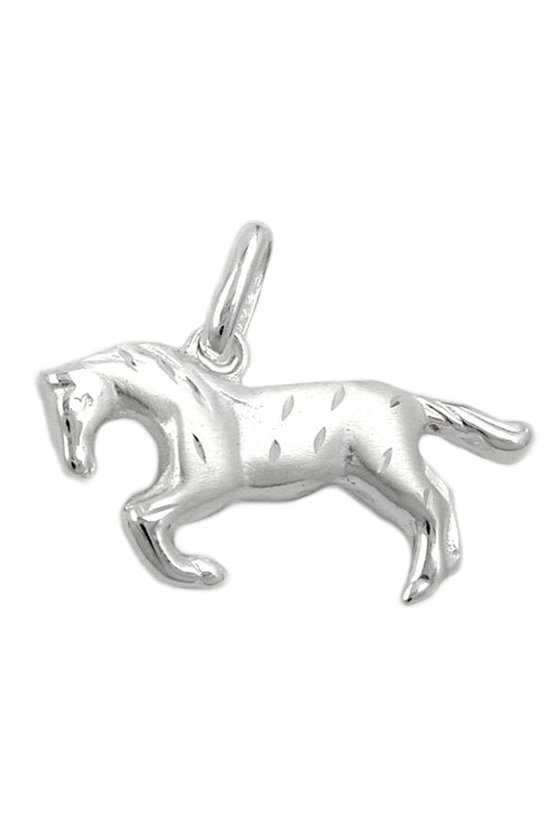 PENDANT HORSE SHINY-MATT SILVER 925