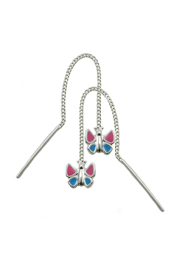 EARRINGS CHAIN WITH BUTTERFLY SILVER 925