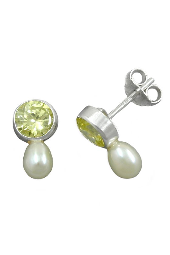 EARRINGS ZIRCONIA LIGHT-OLIVE 925