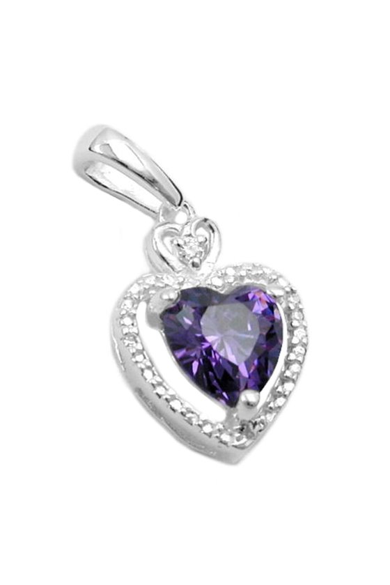 PENDANT WITH ZIRCONIA WHITE AND PURPLE SILVER 925