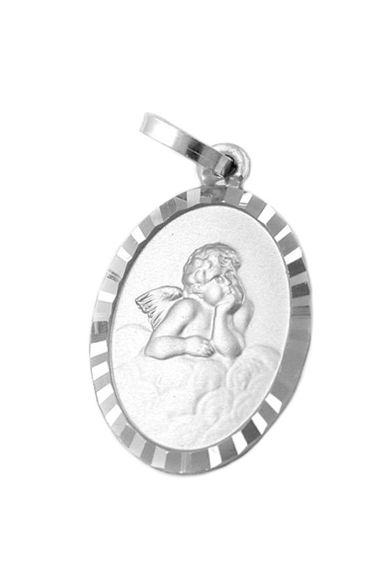 PENDANT OVAL WITH ANGEL SILVER 925
