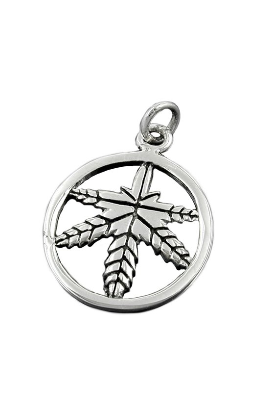 PENDANT CANNABIS OXIDISED SILVER 925