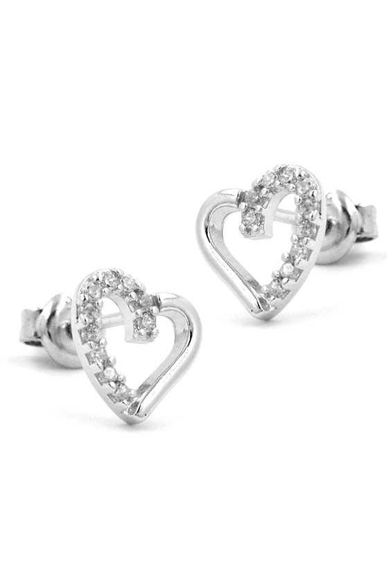 EARRINGS HEART WITH ZIRCONIA SILVER 925