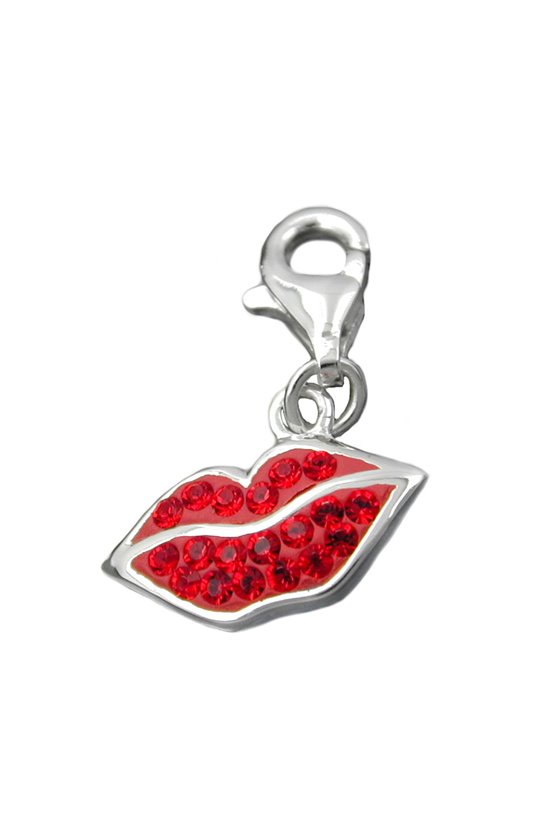 PENDANT/ CHARM RED LIPS/ MOUTH SILVER 925