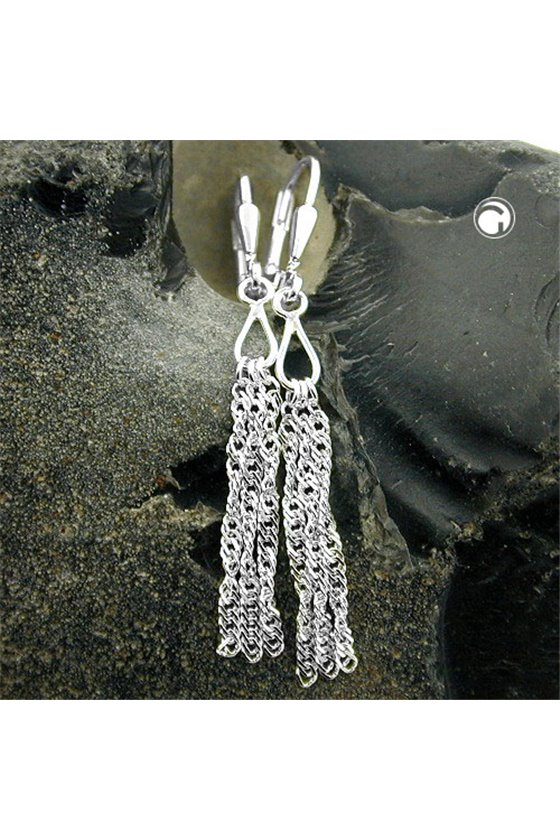 LEVERBACK EARRINGS 3 CHAINS SILVER 925