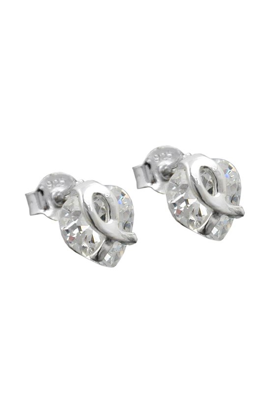 STUD EARRINGS ZIRCONIA HEART SILVER 925