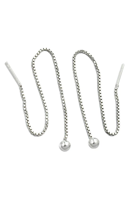 EARRINGS CHAIN WITH BALL SILVER 925