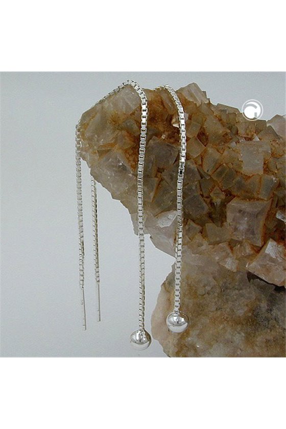 EARRINGS CHAIN WITH BALL SILVER 925