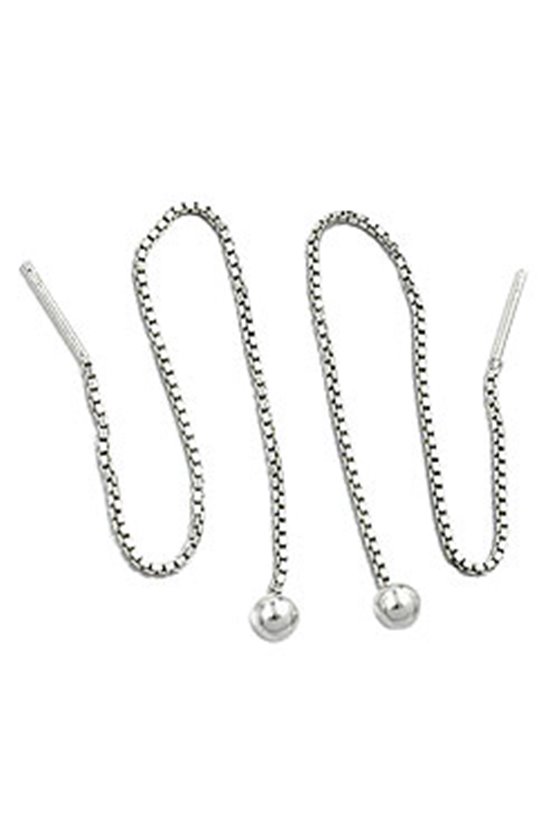 EARRINGS CHAIN WITH BALL SILVER 925