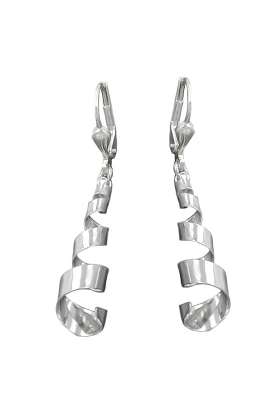 LEVERBACK EARRINGS SPIRAL BAND HANGER SILVER 925