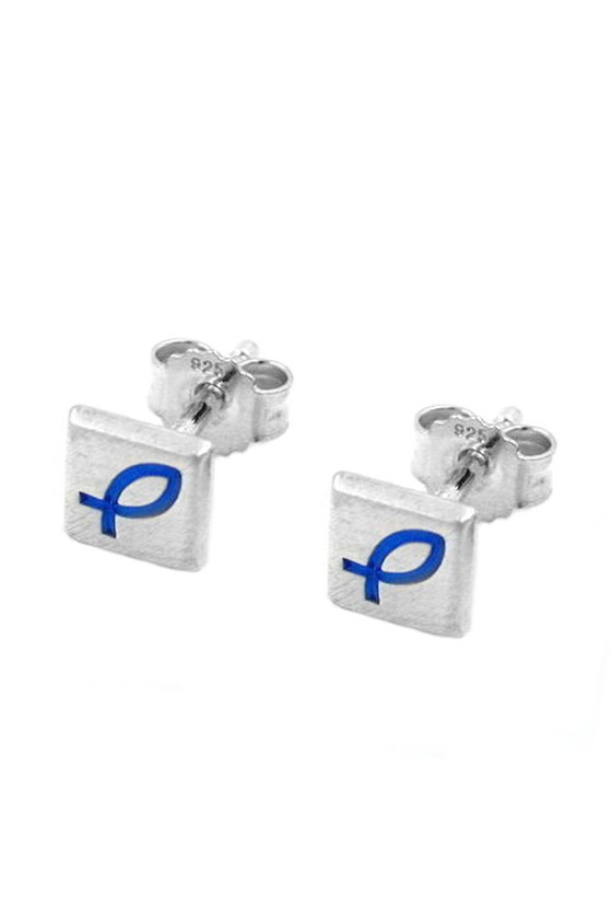 EARSTUDS PLATE CHRISTIAN FISH SILVER 925