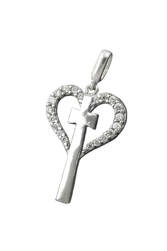 PENDANT HEART WITH CROSS SILVER 925