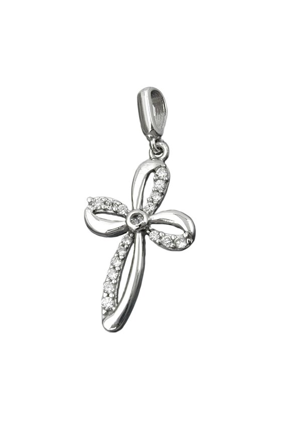 PENDANT CROSS WITH ZIRCONIA CRYSTALS SILVER 925