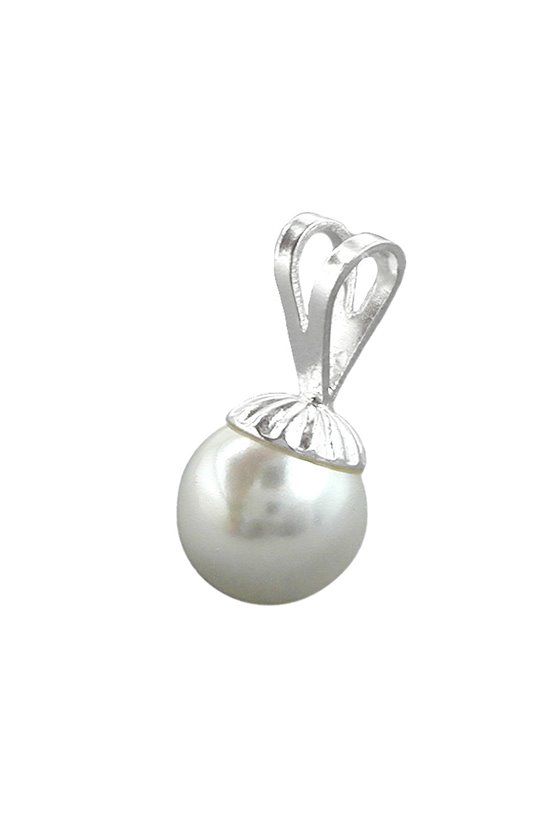 PENDANT WHITE BEAD 8MM SILVER 925