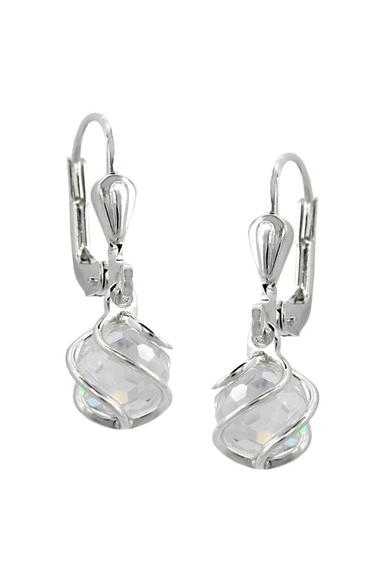 EARRINGS LEVERBACK CUBIC ZIRCONIA SILVER 925