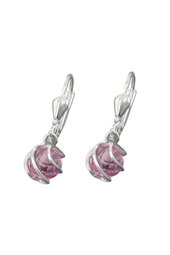LEVERBACK EARRINGS PINK CZ SILVER 925