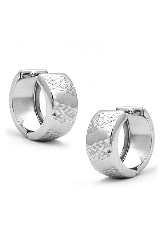 EARRINGS HOOP PATTERNED SILVER 925