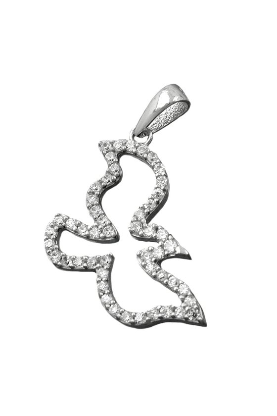 PENDANT BIRD WITH ZIRCONIA CRYSTALS SILVER 925