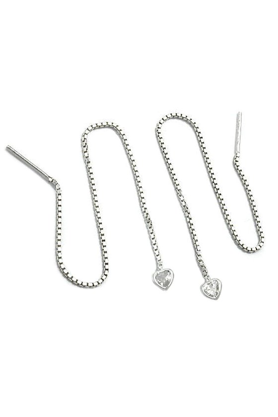 EARRINGS CHAIN CUBIC ZIRCONIA SILVER 925