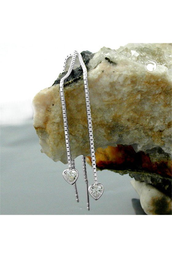 EARRINGS CHAIN CUBIC ZIRCONIA SILVER 925