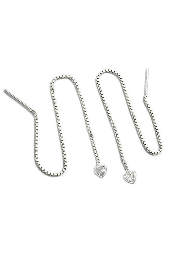 EARRINGS CHAIN CUBIC ZIRCONIA SILVER 925