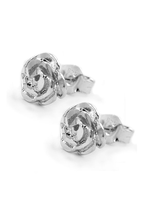 STUD EARRINGS ROSE SILVER 925