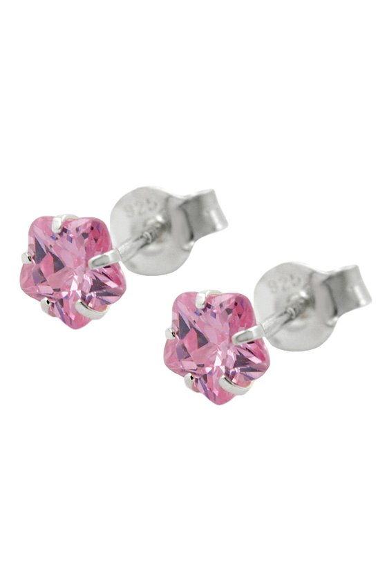 STUD EARRINGS ZIRCONIA ROSE/ PINK SILVER 925