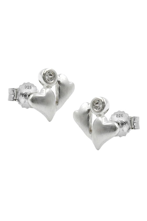 EARSTUDS 2 HEARTS CZ SILVER 925