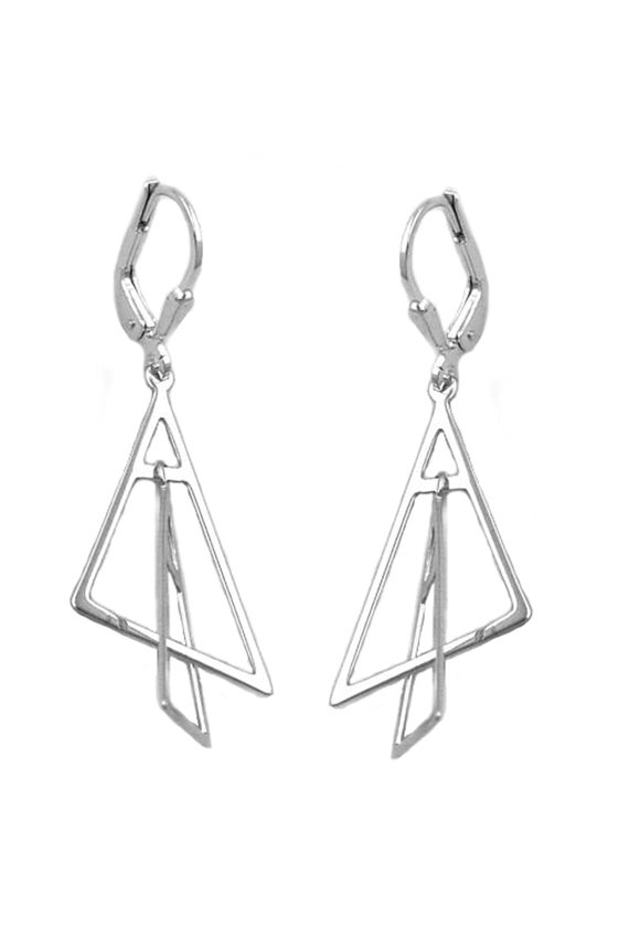 LEVERBACK EARRINGS 2 TRIANGLES SILVER 925